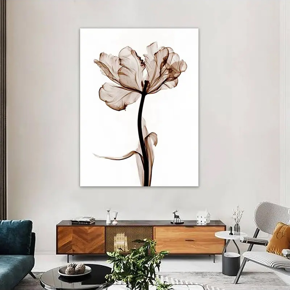 Quadro Decorativo Floral Raio-X, Tela em Canvas na Vertical ideal para ambiente de Sala de estar, jantar, reuniões, Quarto e Hall de entrada