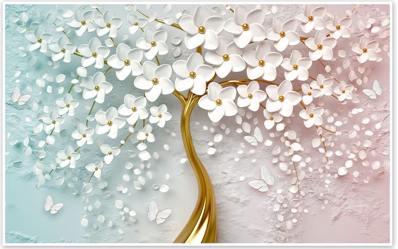 Quadro Decorativo Floral Romantico com Moldura Caixa, na posição Horizontal, ideal para ambiente de Sala, Quarto e Hall