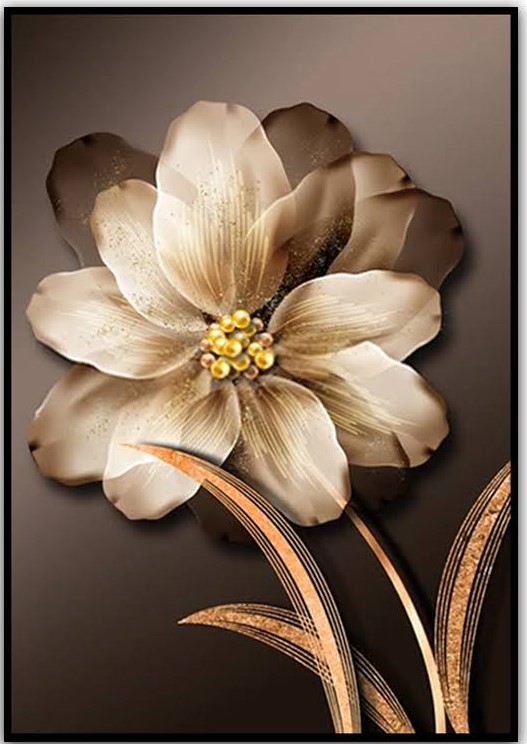 Quadro Decorativo Floral Sepia com Moldura Caixa com 3cm de profundidade, na posição Vertical, ideal para ambiente de Sala, Quarto e Hall (100x70 cm)