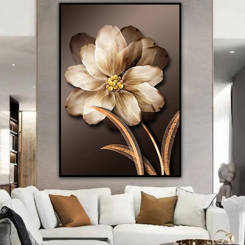 Quadro Decorativo Floral Sepia com Moldura Caixa com 3cm de profundidade, na posição Vertical, ideal para ambiente de Sala, Quarto e Hall (100x70 cm)