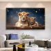 Quadro Decorativo Leão Natureza com Moldura Caixa de 3cm de Profundidade, na posição Horizontal, ideal para ambiente de Sala, Quarto e Hall de Entrada