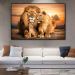 Quadro Decorativo Leão Natureza com Moldura Caixa de 3cm de Profundidade, na posição Horizontal, ideal para ambiente de Sala, Quarto e Hall de Entrada