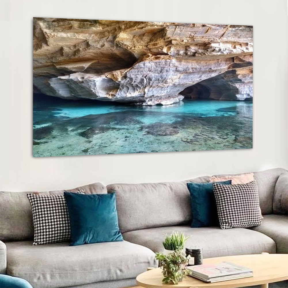 Quadro Decorativo Paisagem Falesias Mar, Tela em Canvas na Horizontal ideal para ambiente de Sala de estar, jantar, reuniões, Quarto e Hall de entrada