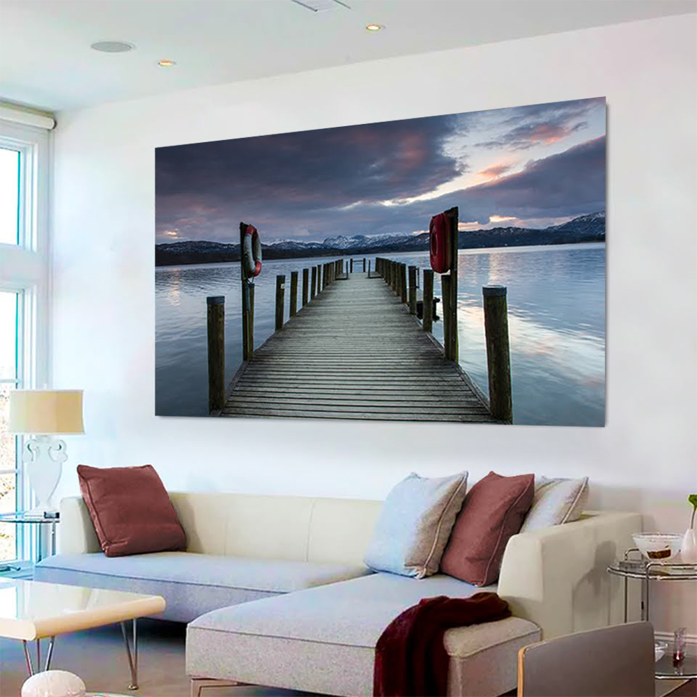 Quadro Decorativo Paisagem Lagoa, Tela em Canvas na Horizontal ideal para ambiente de Sala de estar, jantar, reuniões, Quarto e Hall de entrada