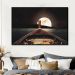 Quadro Decorativo Paisagem Luar com Moldura Caixa de 3cm de Profundidade, na posição Horizontal, ideal para ambiente de Sala, Quarto e Hall de Entrada