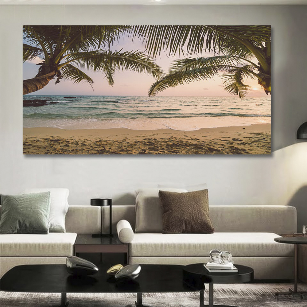 Quadro Decorativo Paisagem, amanhecer praia, Tela em Canvas na Horizontal ideal para ambiente de Sala de estar, jantar, reuniões, Quarto e Hall de entrada