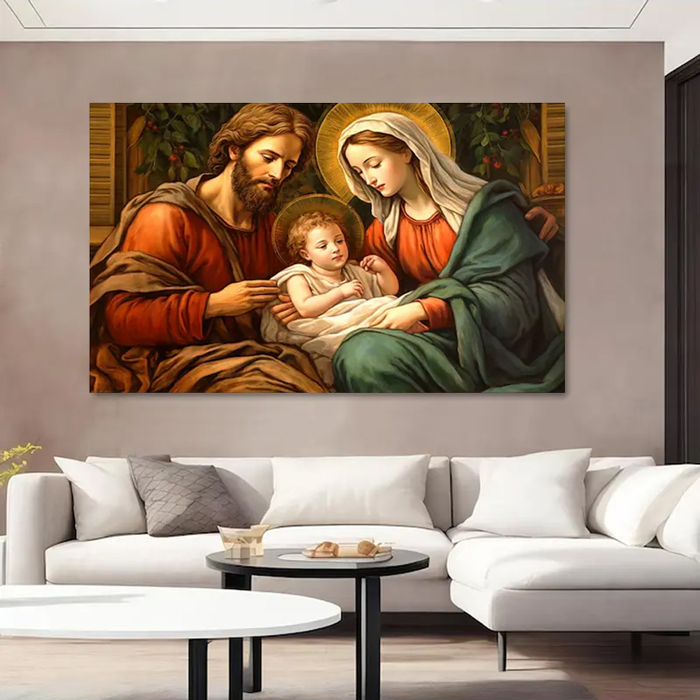 Quadro Decorativo Religioso Barroco, Tela em Canvas na Horizontal ideal para ambiente de Sala de estar, jantar, reuniões, Quarto e Hall de entrada