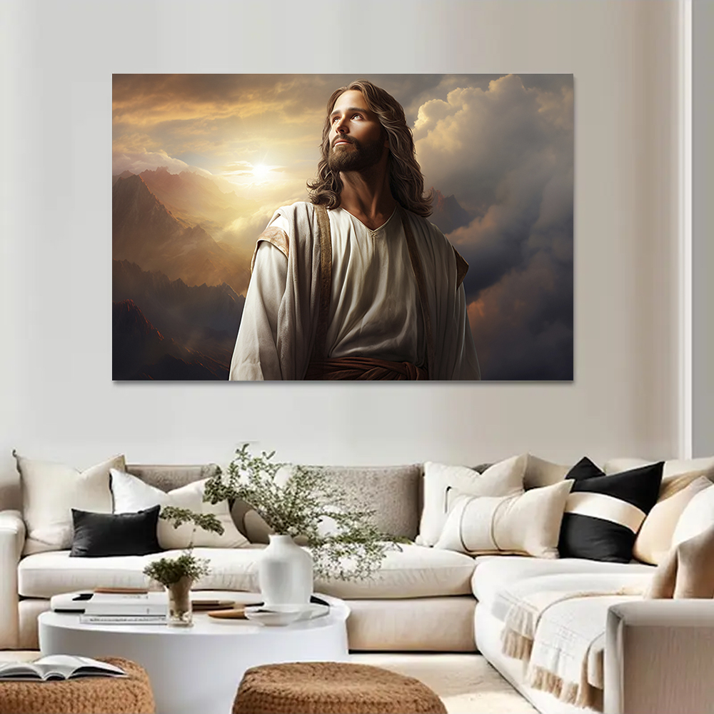 Quadro Decorativo Religioso Contemplaçâo, Tela em Canvas na Horizontal ideal para ambiente de Sala de estar, jantar, reuniões, Quarto e Hall de entrada