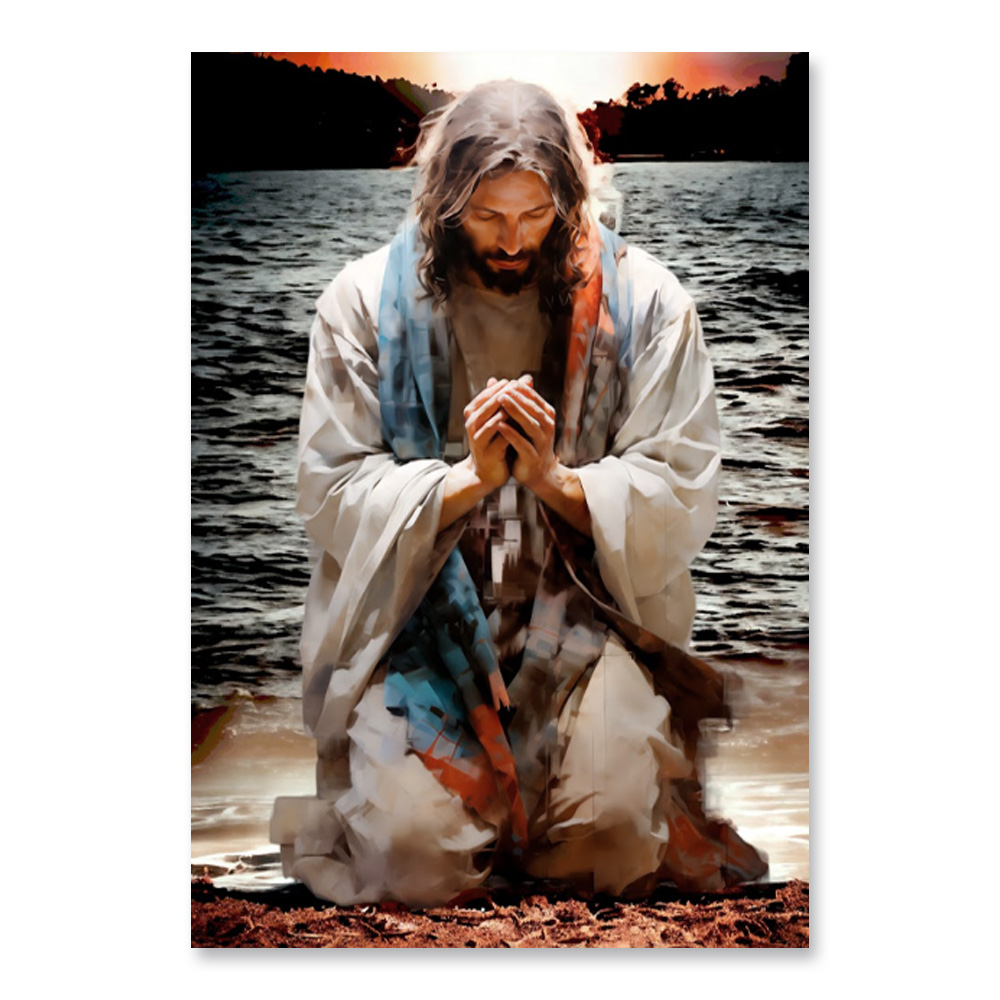Quadro Decorativo Religioso Cristo, Tela em Canvas na Vertical ideal para ambiente de Sala de estar, jantar, reuniões, Quarto e Hall de entrada  (100x70cm)