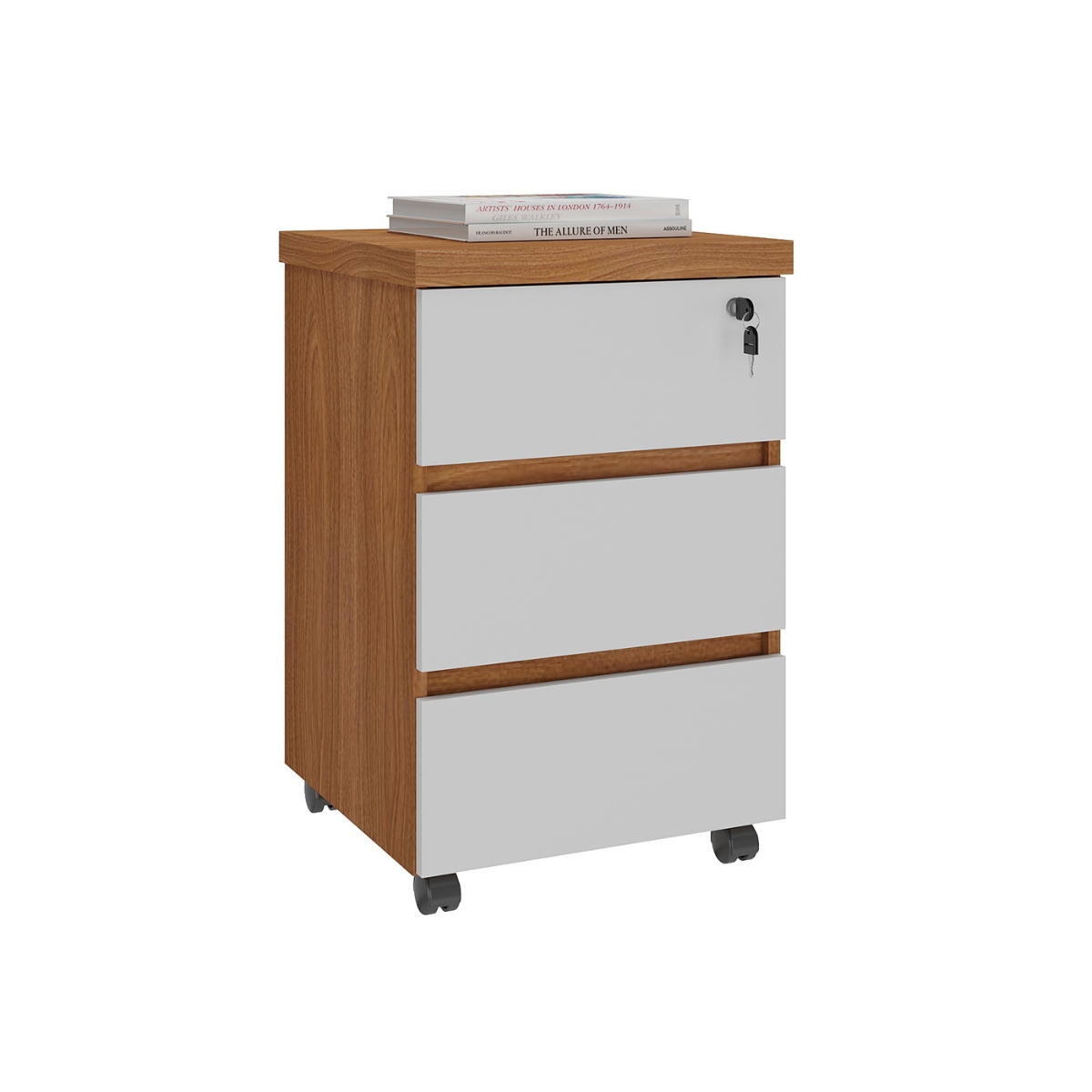  Mesa para Escritório e Gaveteiro Araçu Freijó Branco