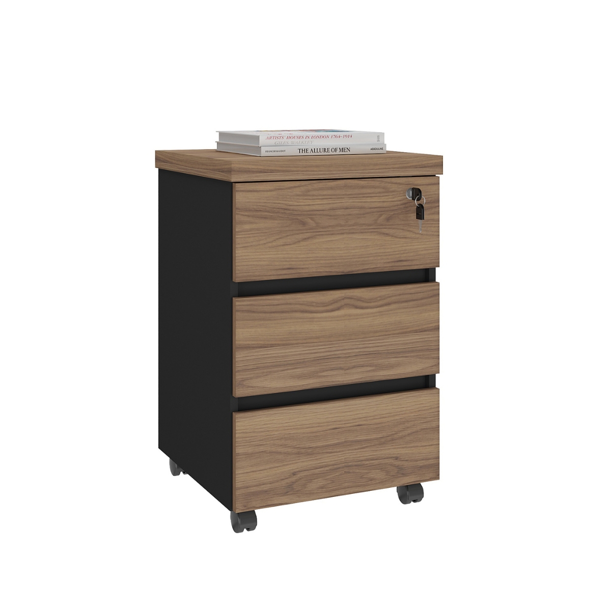  Mesa para Escritório e Gaveteiro Araçu Nogal Preto