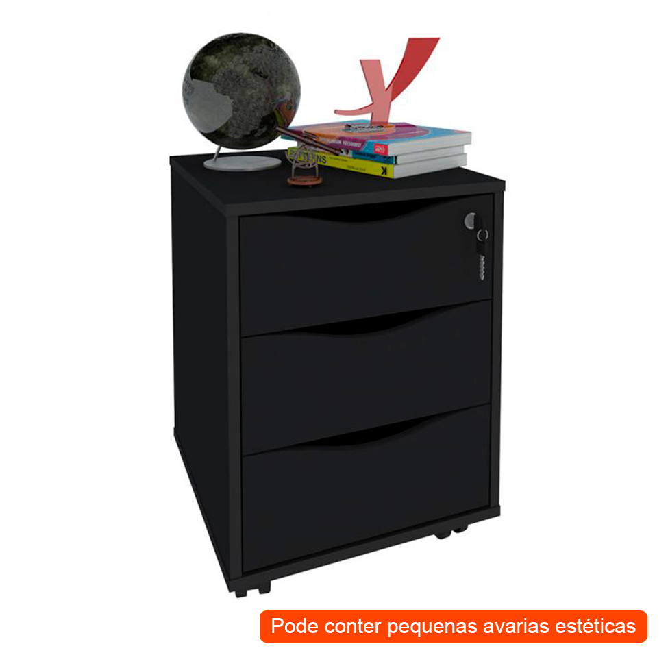 [OUTLET] Gaveteiro Face 3 GV Preto