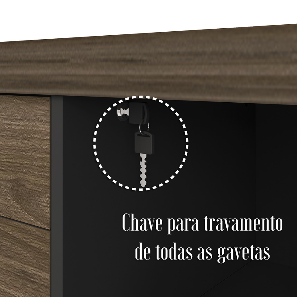 Armário de Escritório Executiva 2 PT 3 GV Marrom e Preto