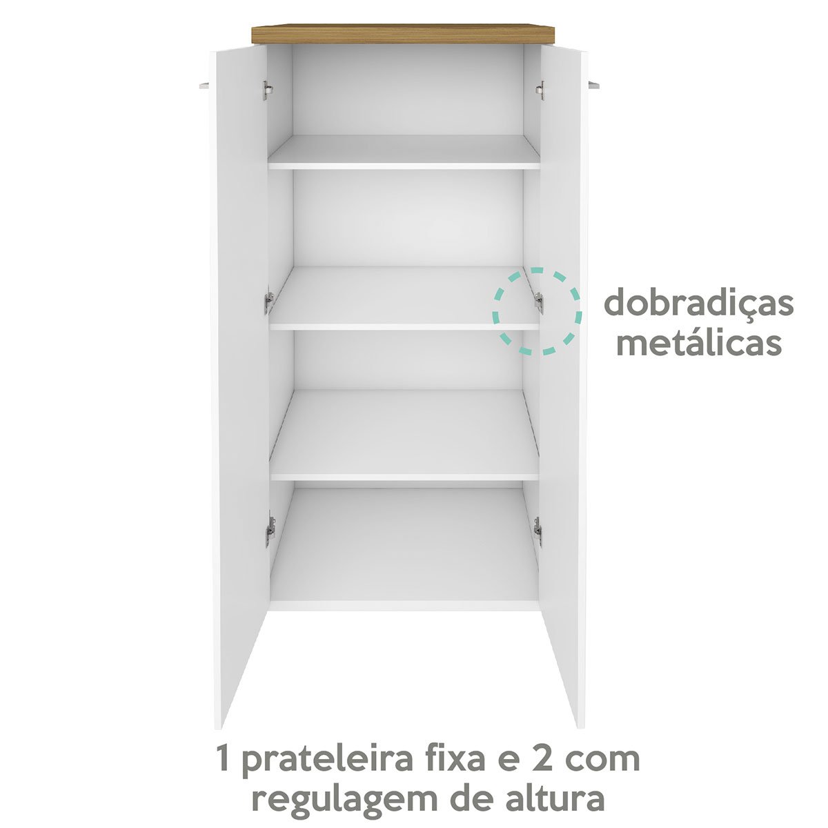 Armário para Escritório 2 Portas 3 Prateleiras Loke Olmo/Branco
