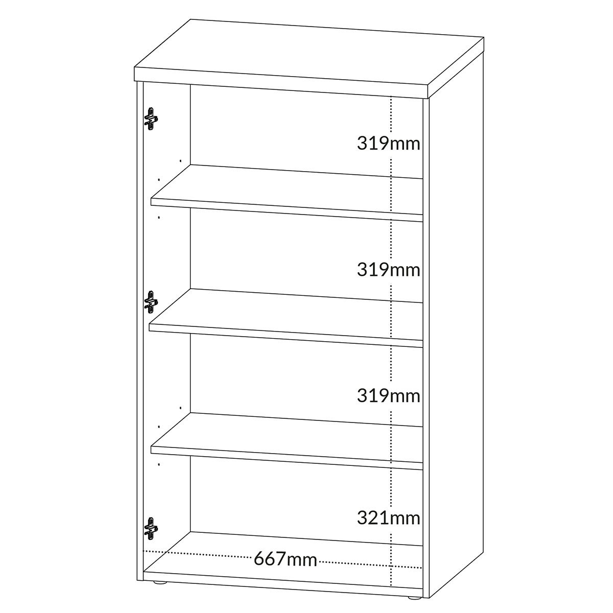 Armário para Escritório 2 Portas 3 Prateleiras Loke Olmo/Branco