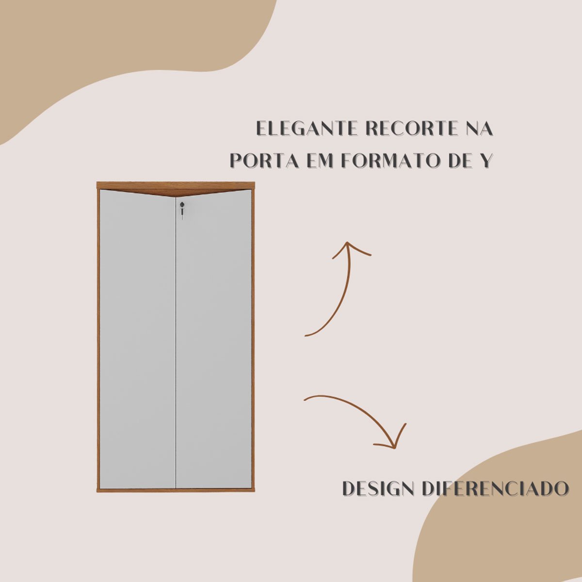 Armário para Escritório 2 Portas com Chave 3 Prateleiras Branco/Freijó
