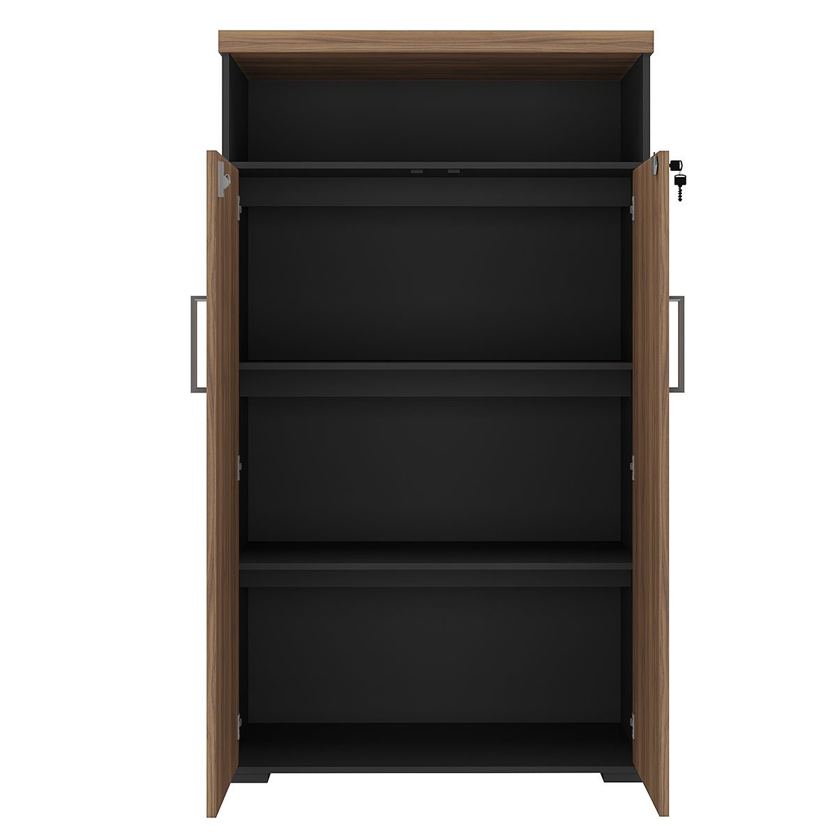 Armário para Escritório 2 Portas com Chave e Nicho  Nogal/Preto
