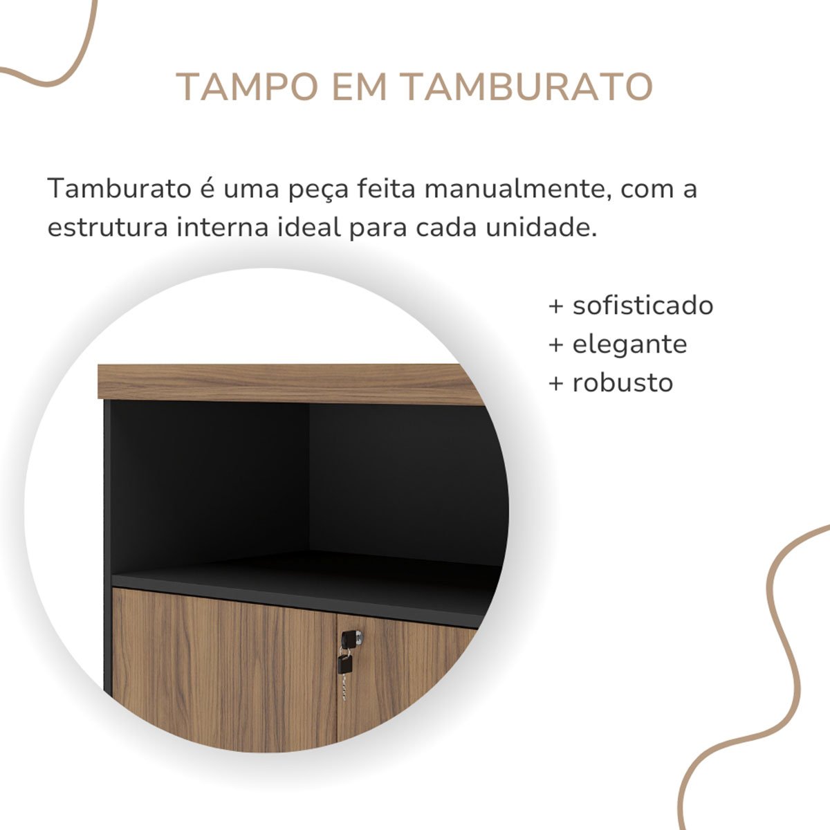 Armário para Escritório 2 Portas com Chave e Nicho  Nogal/Preto