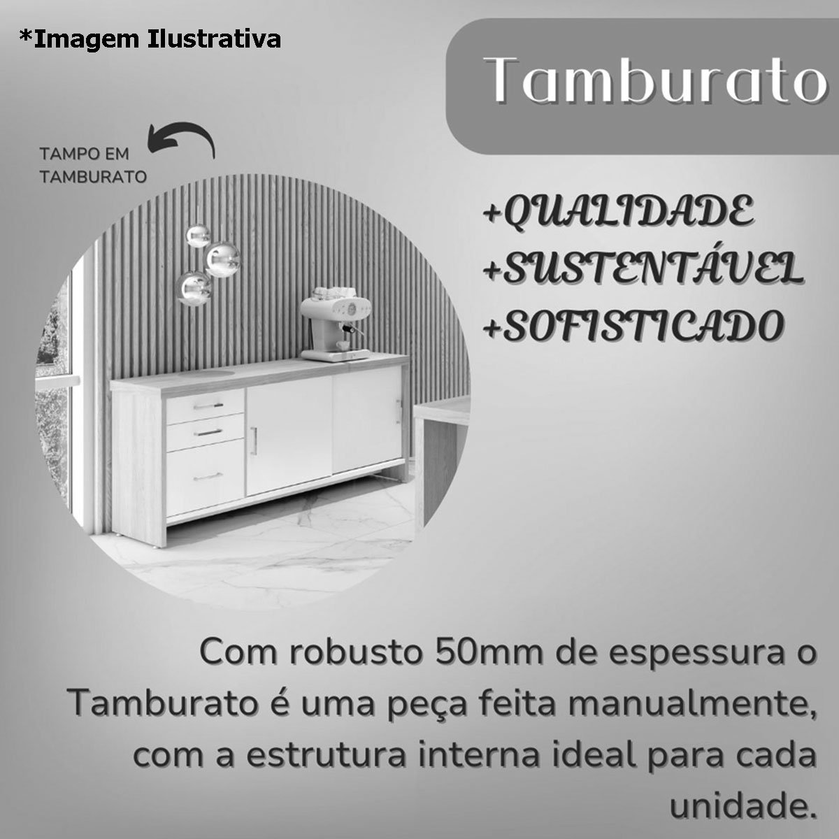 Balcão para Escritório 2 Portas 3 Gavetas com Chave Grande Nogal/Preto