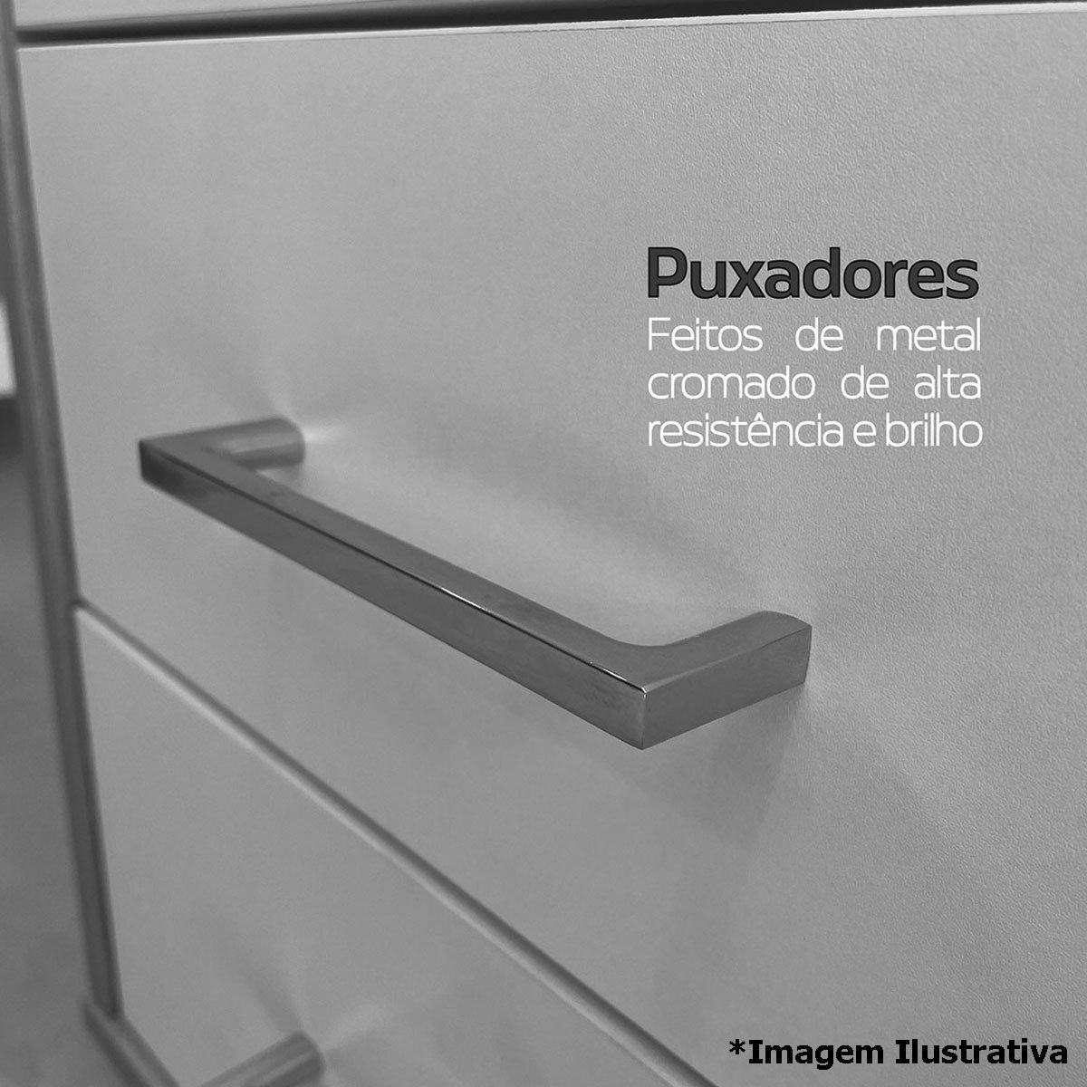 Balcão para Escritório 2 Portas 3 Gavetas com Chave Grande Nogal/Preto