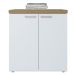 Balcão para Escritório 2 Portas Pequeno Loke Olmo/Branco