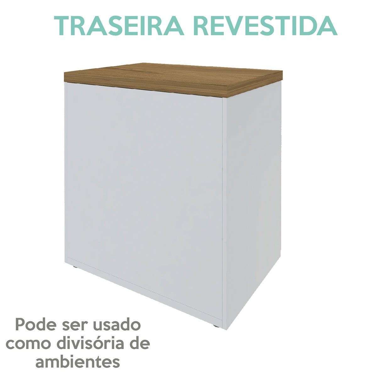 Balcão para Escritório 2 Portas Pequeno Loke Olmo/Branco