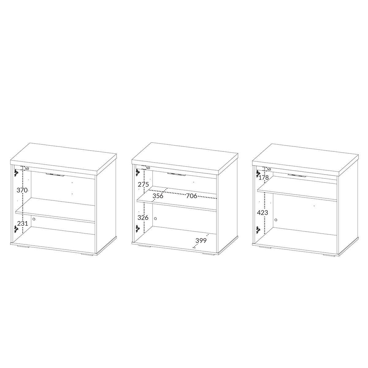 Balcão para Escritório 2 Portas com Chave Pequeno Freijó/Branco