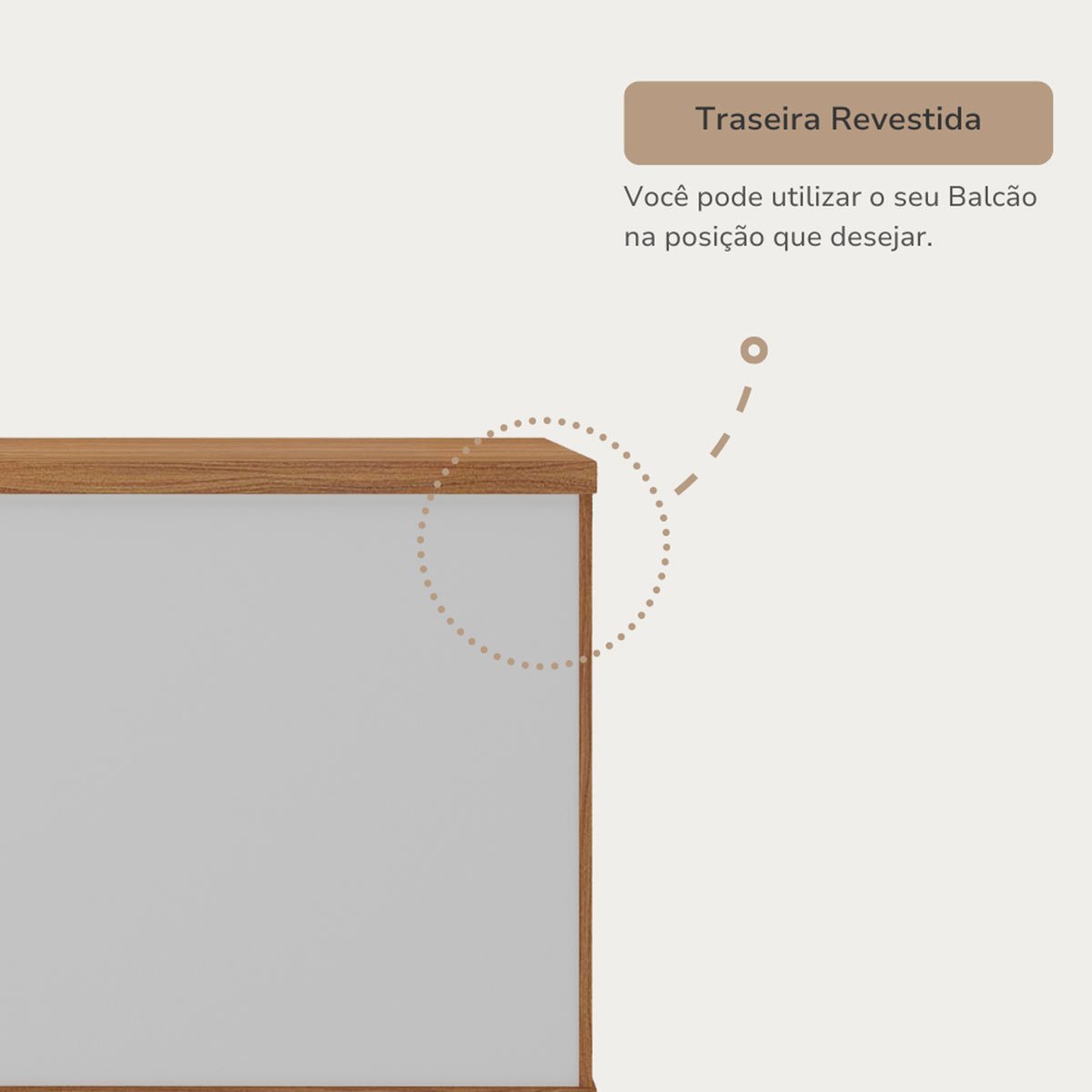 Balcão para Escritório 2 Portas com Chave Pequeno Freijó/Branco