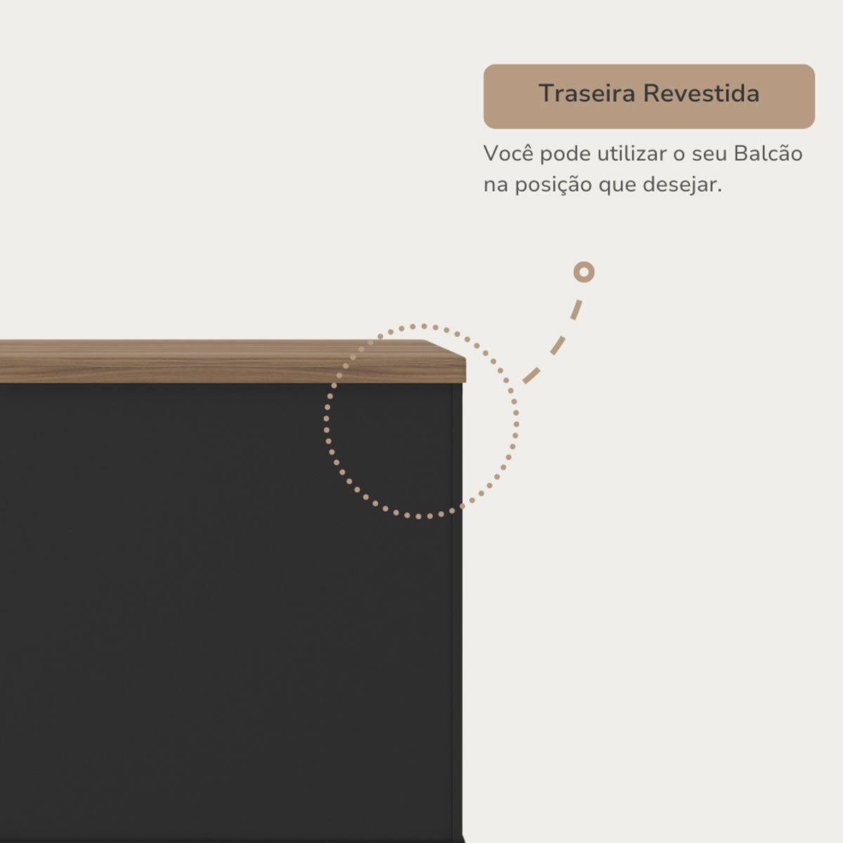 Balcão para Escritório 2 Portas com Chave Pequeno Nogal/Preto