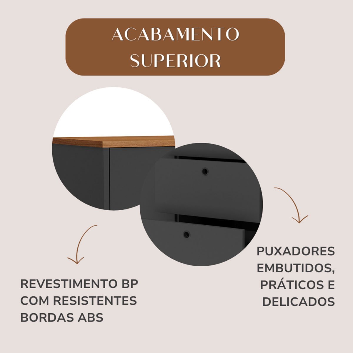 Balcão para Escritório 3 Gavetas 1 Porta Luciano Freijó/Preto