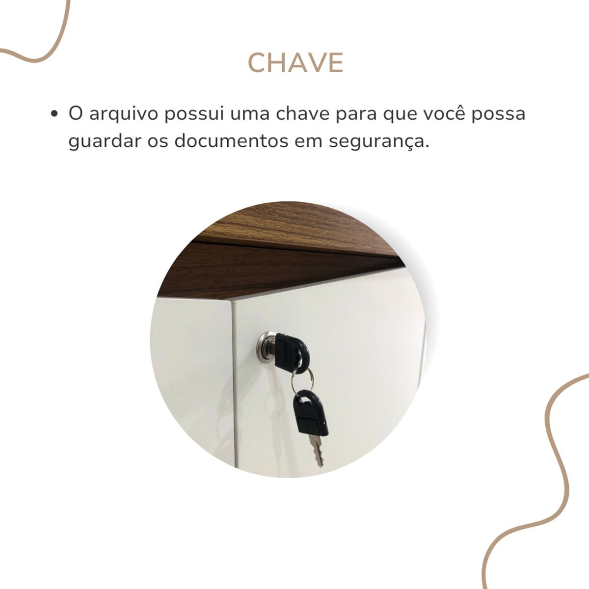 Balcão para Escritório 4 Portas com Chave 2 Prateleiras Freijó/Branco
