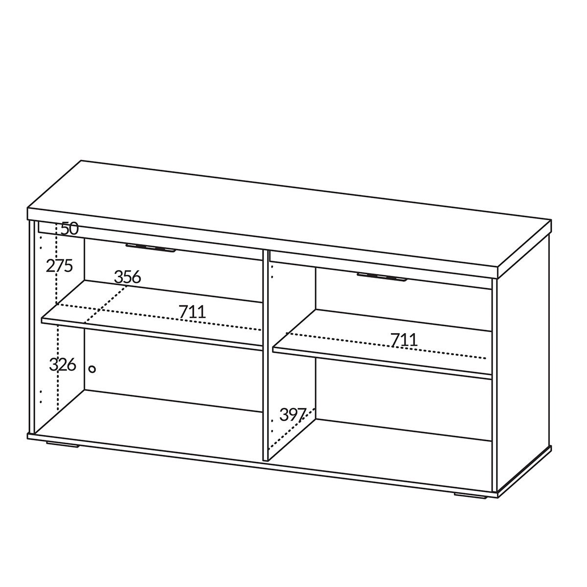 Balcão para Escritório 4 Portas com Chave 2 Prateleiras Nogal/Preto