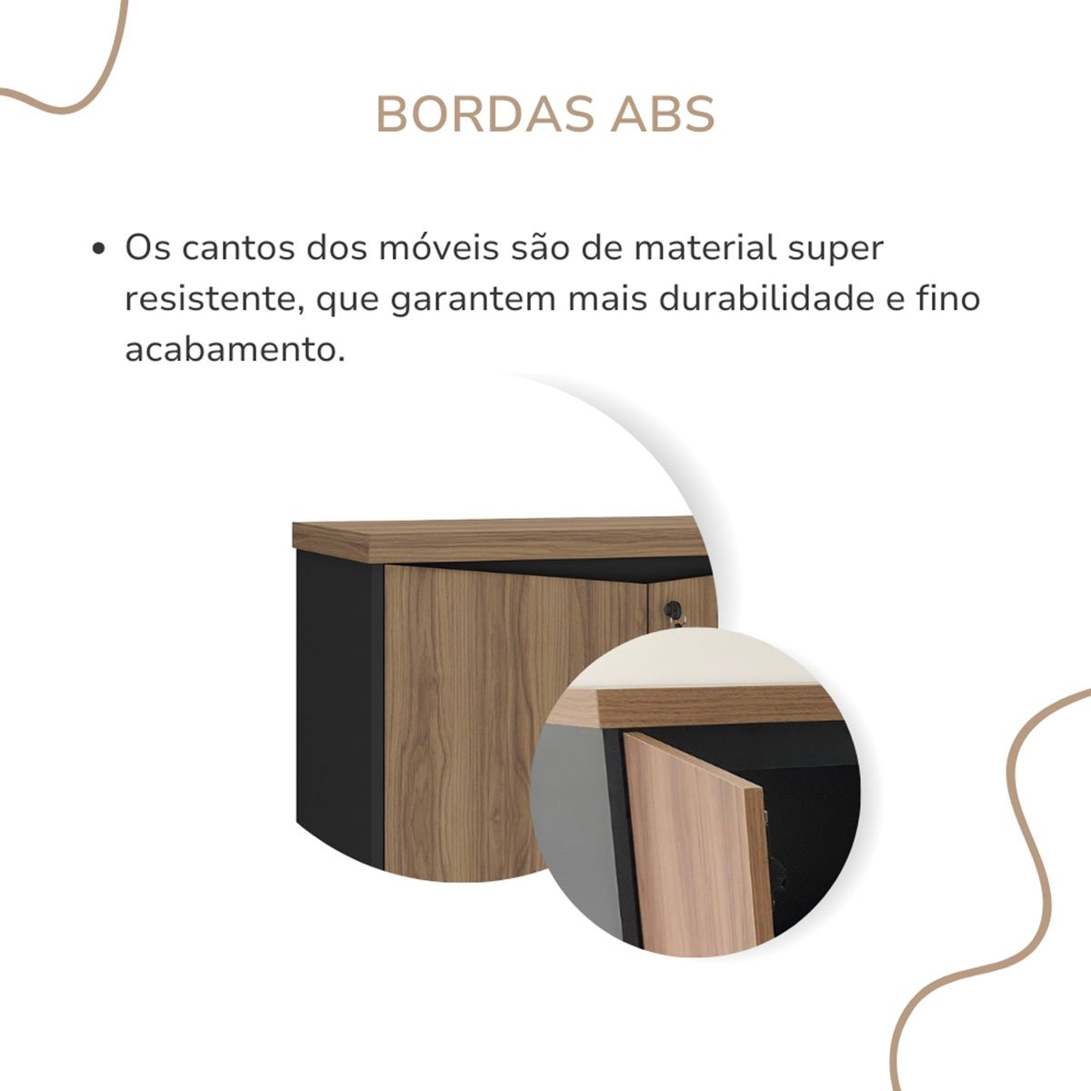 Balcão para Escritório 4 Portas com Chave 2 Prateleiras Nogal/Preto
