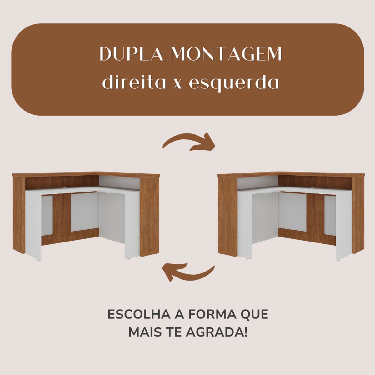 Balcão para Escritório para Atendimento/Recepção  Freijó/Branco