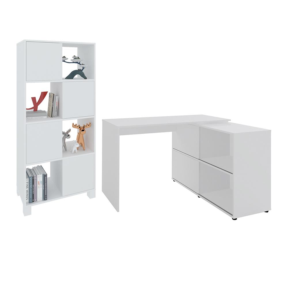 Conjunto Escrivaninha e Armário Aachen Branco