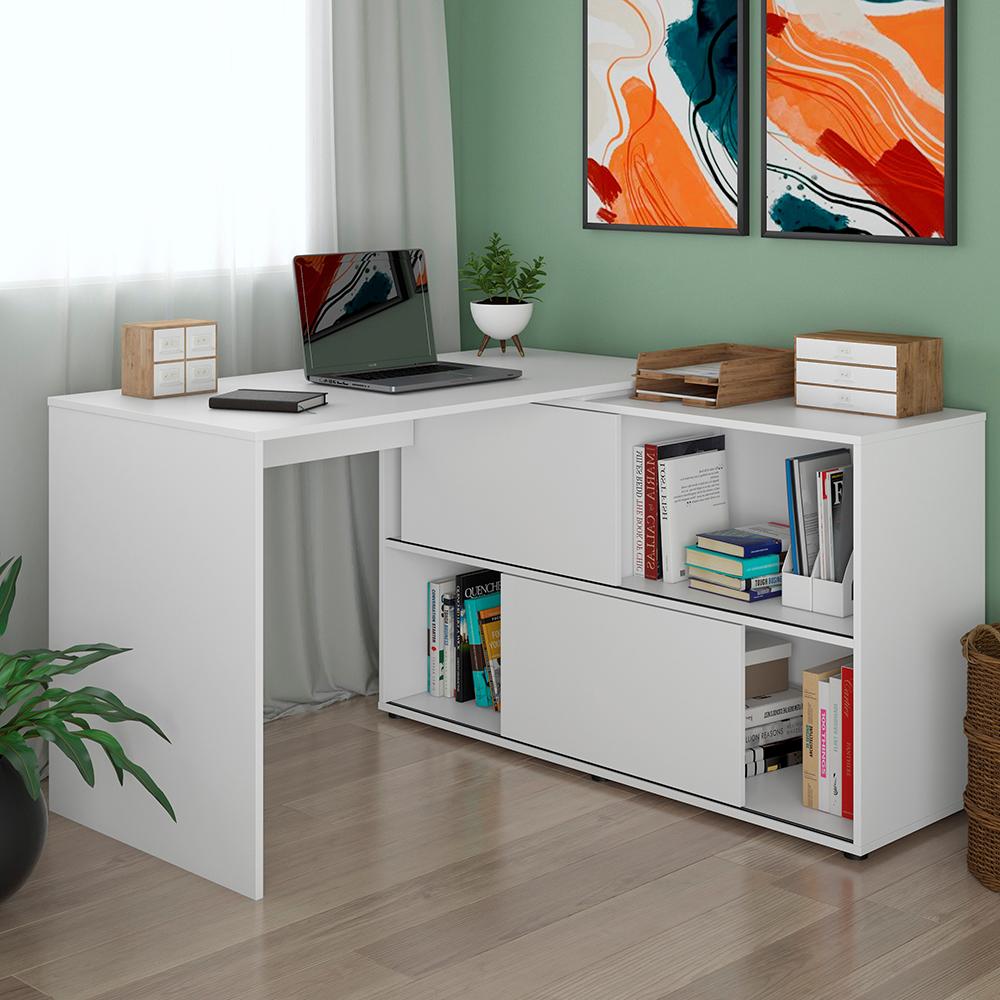 Conjunto Escrivaninha e Armário Aachen Branco