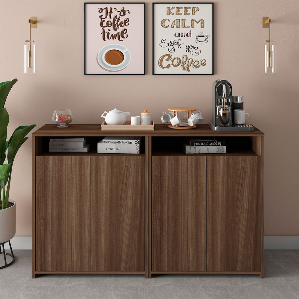 Conjunto com 2 Armários de Escritório 4 PT Cool Ipê
