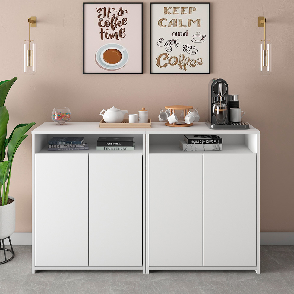Conjunto com 2 Armários de Escritório Cool 2 PT Branco