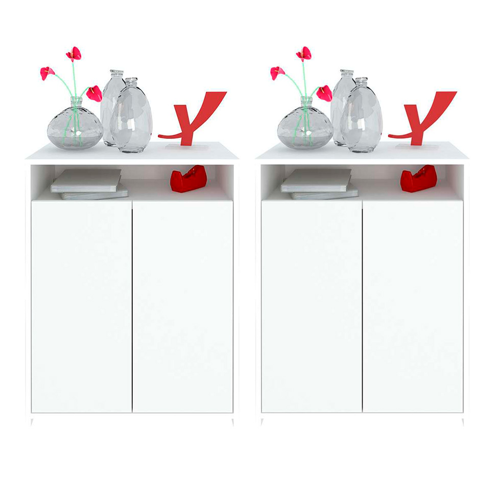 Conjunto com 2 Armários de Escritório Cool 2 PT Branco