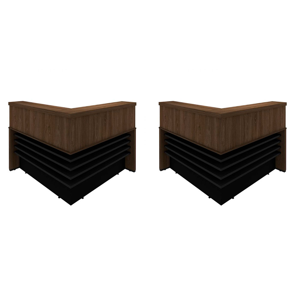 Conjunto com 2 Balcões de Atendimento Executiva Marrom e Preto