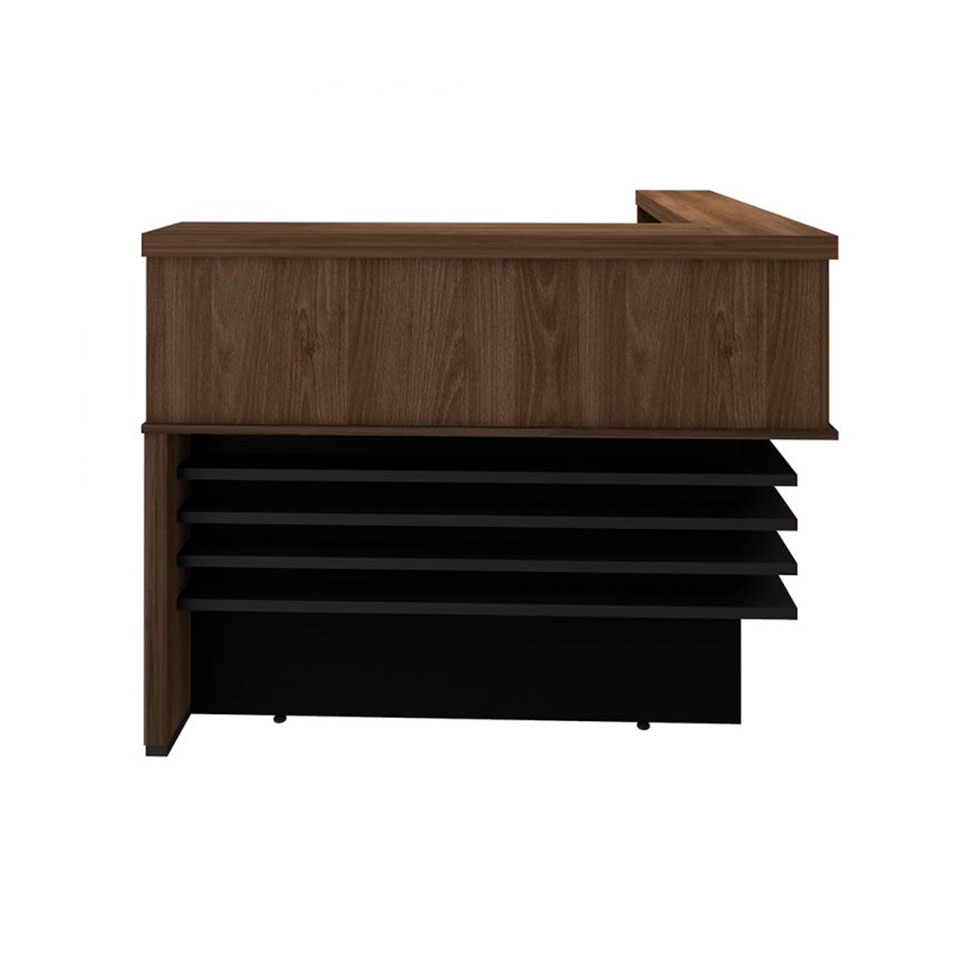Conjunto com 2 Balcões de Atendimento Executiva Marrom e Preto