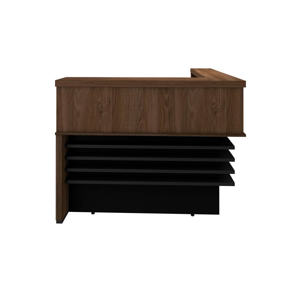 Conjunto com 2 Balcões de Atendimento e Gaveteiro Executiva 4 GV Marrom e Preto