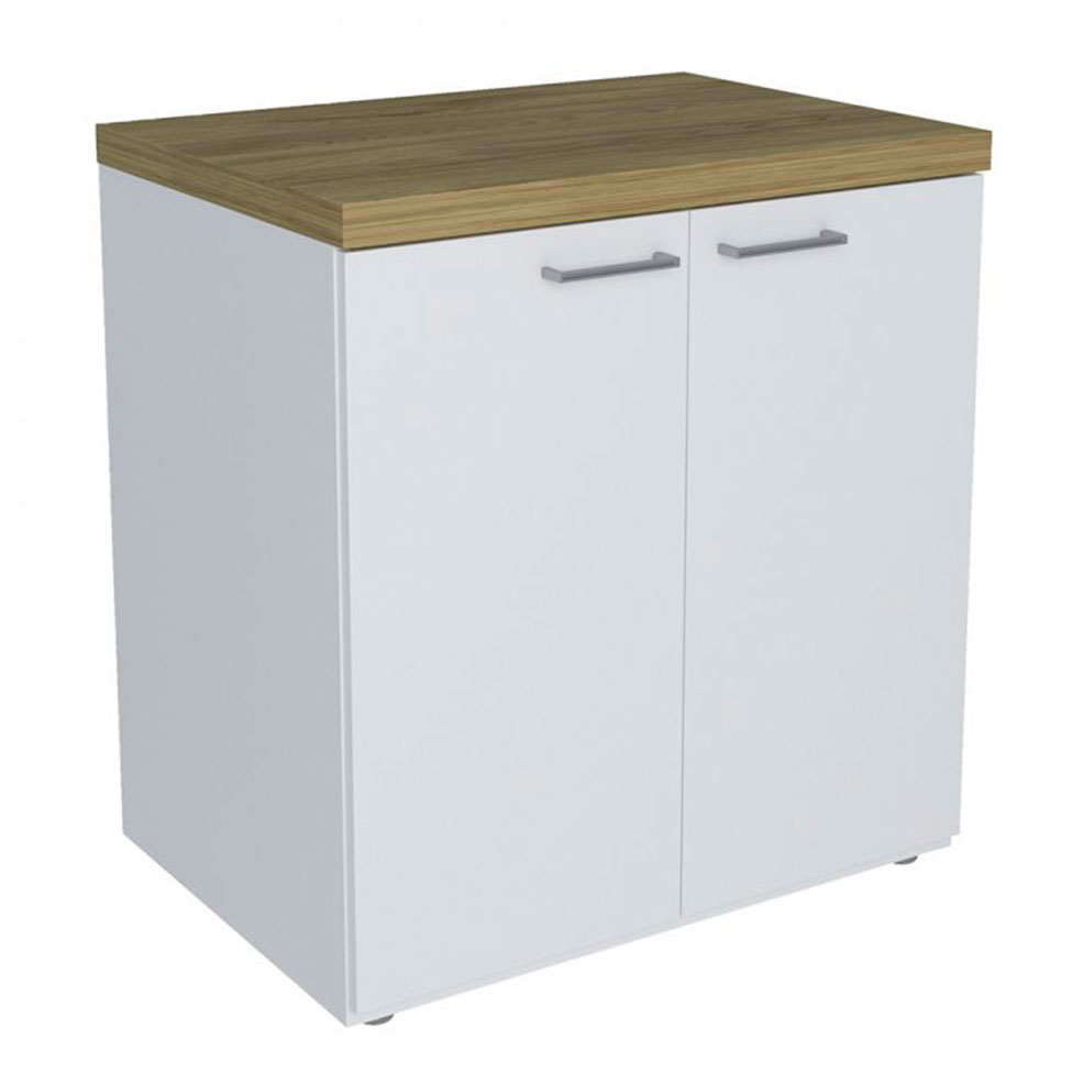 Conjunto de Escrivaninha com 2 Armários de Escritório Gold Toq 4 PT 2 GV Branco e Olmo