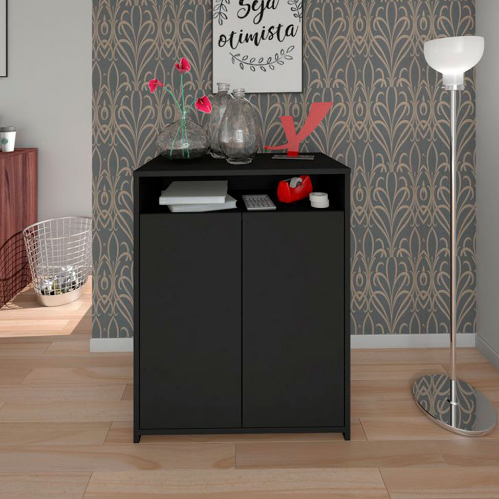 Conjunto de Escrivaninha com 2 Estantes e Armário de Escritório Spirit Cool Star 2 PT 5 GV Preto e Nogal