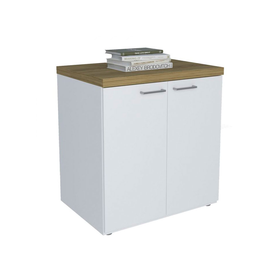 Conjunto de Escrivaninha com Armário de Escritório Toq 2 PT Branco e Olmo 75 cm