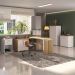 Conjunto de Escrivaninha com Armário de Escritório e Gaveteiro 5 PT 2 GV Smart Toq Olmo e Branco