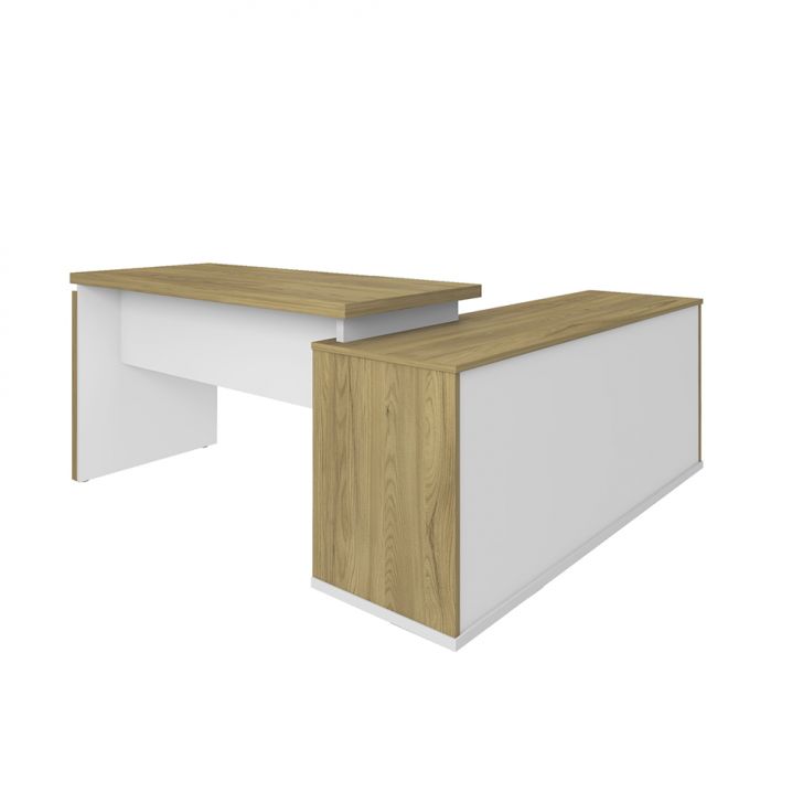 Conjunto de Escrivaninha com Armário de Escritório e Gaveteiro 5 PT 2 GV Smart Toq Olmo e Branco