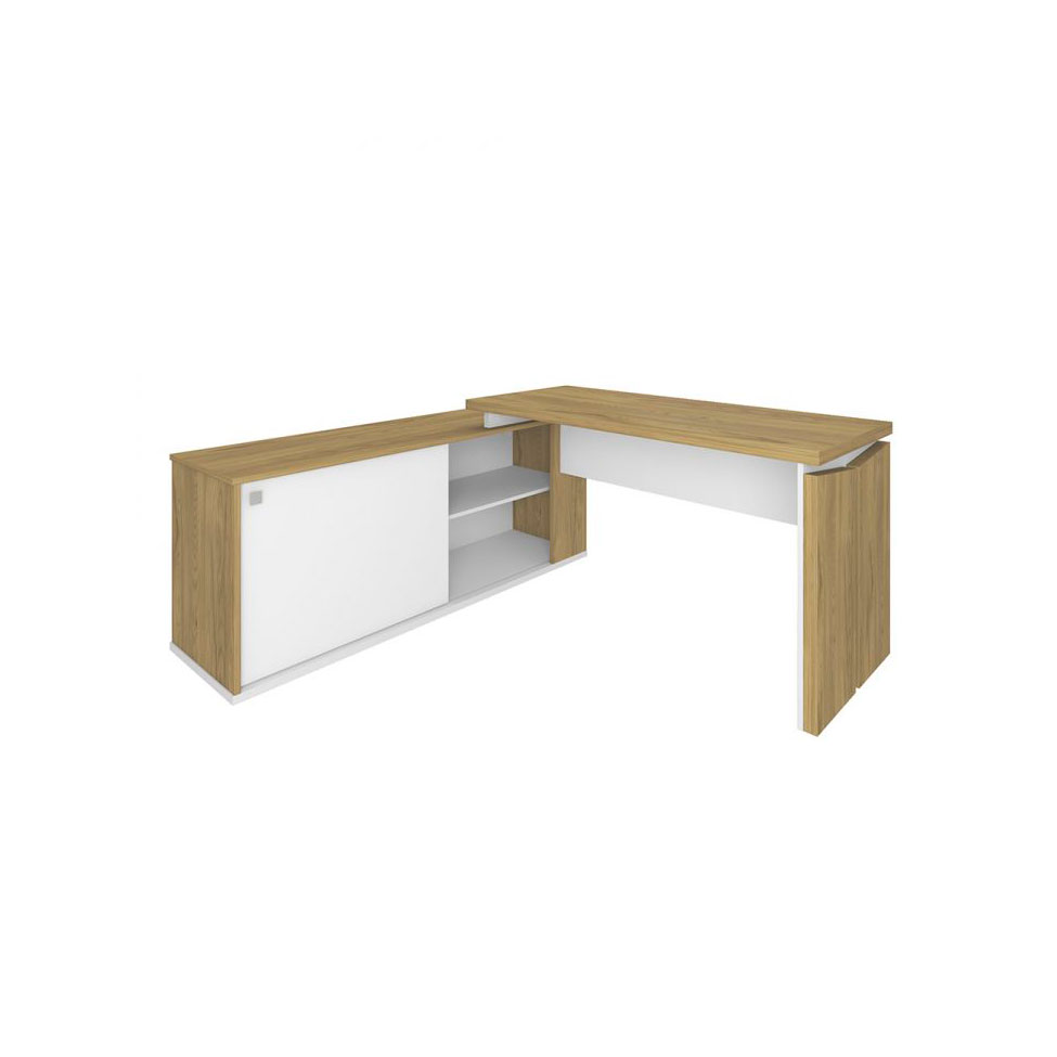 Conjunto de Escrivaninha com Gaveteiro Smart Day 1 PT 2 GV Branco e Olmo