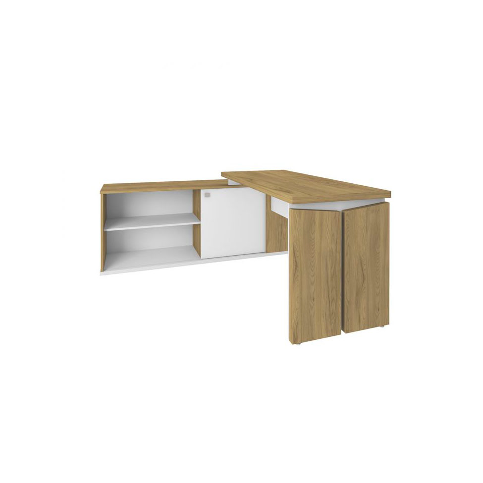 Conjunto de Escrivaninha com Gaveteiro Smart Day 1 PT 2 GV Branco e Olmo
