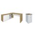 Conjunto de Escrivaninha com Gaveteiro Smart Toq 1 PT 2 GV Branco e Olmo